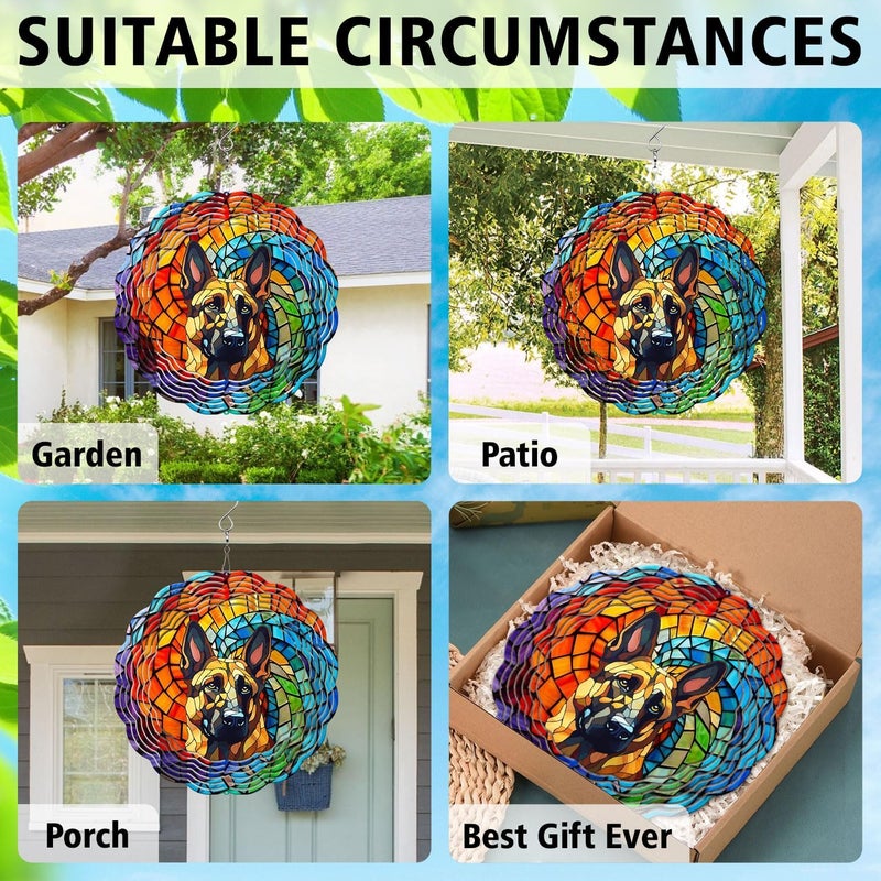44memory German Shepherd Yard and Garden Wind Spinner, Unique 3D Hanging German Shepherd Wind Spinner - Image 5